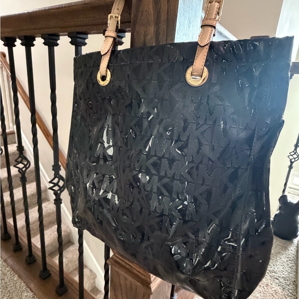 Michael Kors Black Tote with Tan Handles